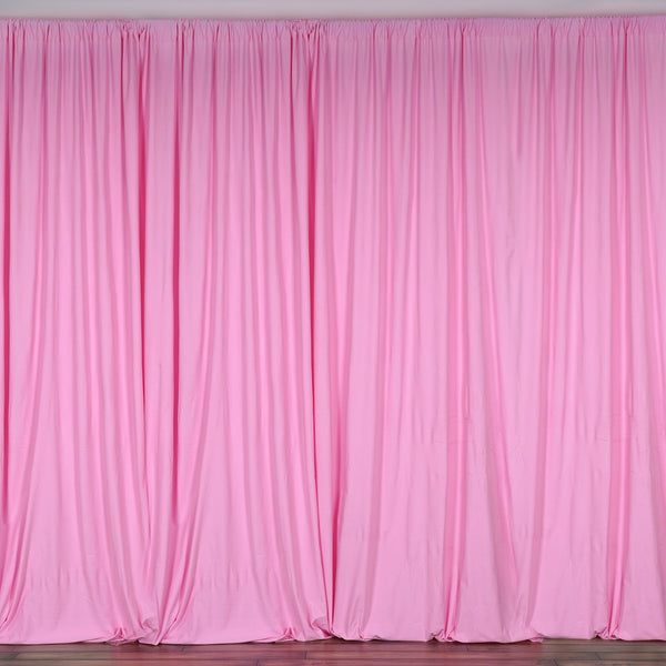 Set Of 2 Pink Fire Retardant Polyester Curtain Panel Backdrops Window Treatment With Rod Pockets - 5FTx10FT
