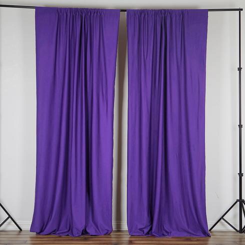 Set Of 2 Purple Fire Retardant Polyester Curtain Panel Backdrops Window Treatment With Rod Pockets - 5FTx10FT