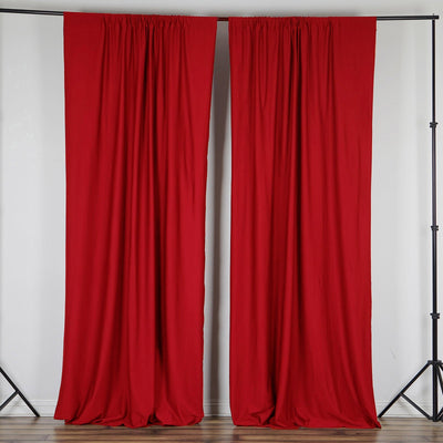 Set Of 2 Red Fire Retardant Polyester Curtain Panel Backdrops Window Treatment With Rod Pockets - 5FTx10FT