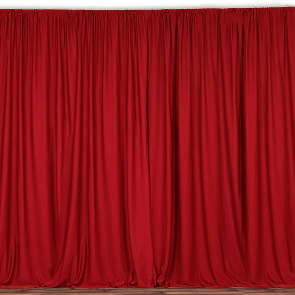 Set Of 2 Red Fire Retardant Polyester Curtain Panel Backdrops Window Treatment With Rod Pockets - 5FTx10FT