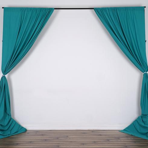 Set Of 2 Turquoise Fire Retardant Polyester Curtain Panel Backdrops Window Treatment With Rod Pockets - 5FTx10FT