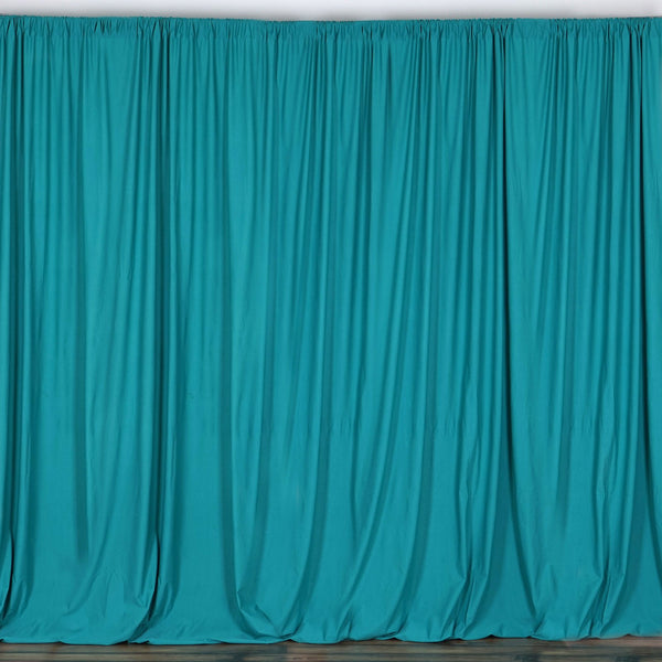 Set Of 2 Turquoise Fire Retardant Polyester Curtain Panel Backdrops Window Treatment With Rod Pockets - 5FTx10FT