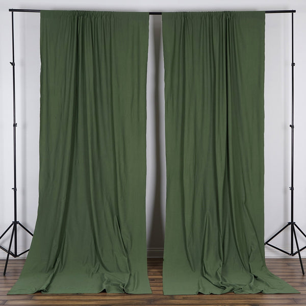 Set Of 2 Willow Green Fire Retardant Polyester Curtain Panel Backdrops Window Treatment With Rod Pockets - 5FTx10FT