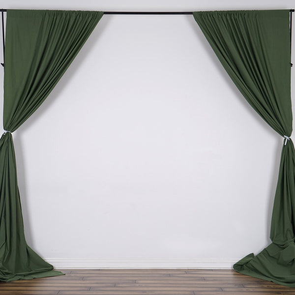 Set Of 2 Willow Green Fire Retardant Polyester Curtain Panel Backdrops Window Treatment With Rod Pockets - 5FTx10FT