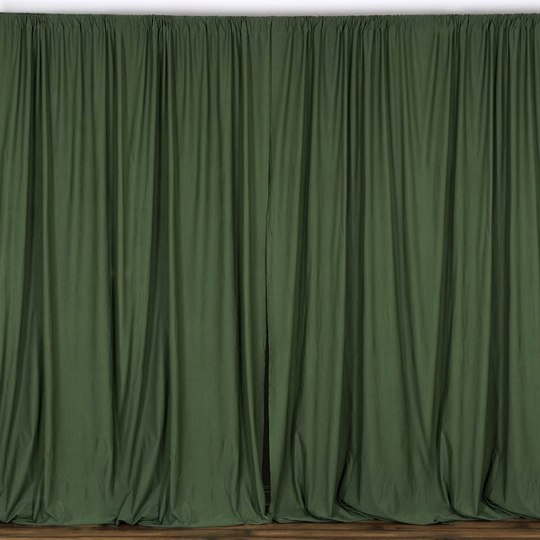 Set Of 2 Willow Green Fire Retardant Polyester Curtain Panel Backdrops Window Treatment With Rod Pockets - 5FTx10FT