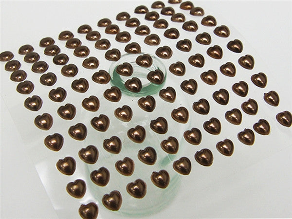 Self Adhesive Diamond Rhinestone Heart Shape Peel Stickers- Chocolate - 600 PCS