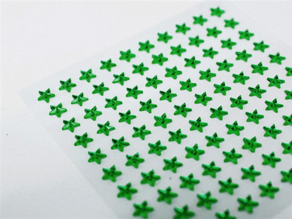Self Adhesive Diamond Rhinestone Star shape Peel Stickers- Emerald - 600 PCS