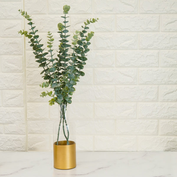 3 Bushes | 30Inch Artificial Eucalyptus Leaves Spray, Faux Greenery Stems - Frosted Green