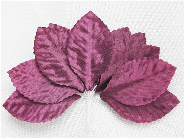 144 Eggplant Satin Corsage and Boutonniere Wired Craft Leafs DIY Wedding Projects