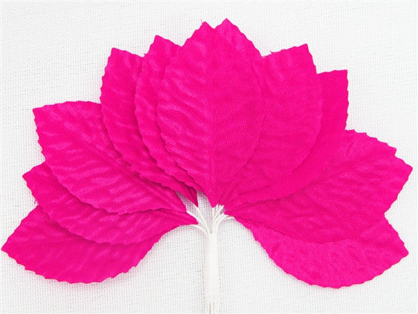144 Fushia Satin Corsage and Boutonniere Wired Craft Leafs DIY Wedding Projects