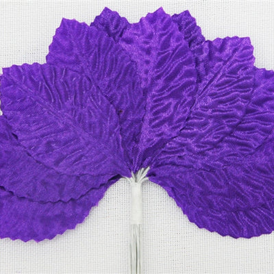 144 Purple Satin Corsage and Boutonniere Wired Craft Leafs DIY Wedding Projects