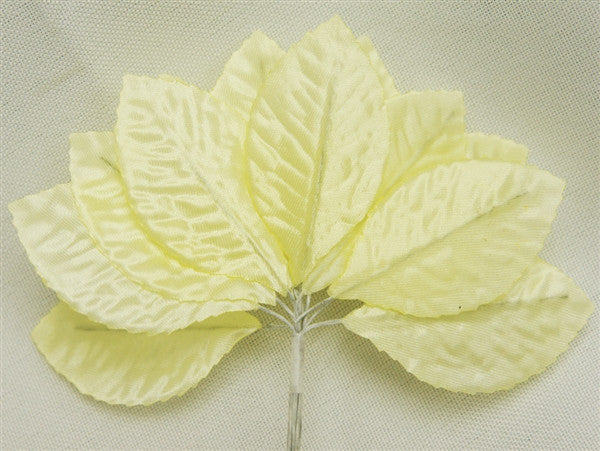 144 Yellow Satin Corsage and Boutonniere Wired Craft Leafs DIY Wedding Projects