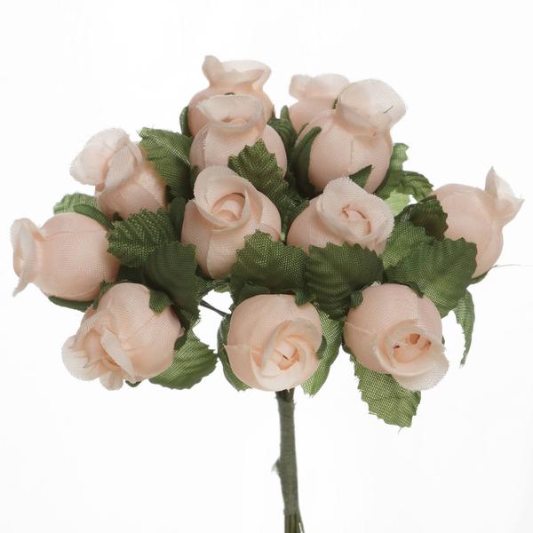 144 Artificial 3/4” Peach Poly Rose Buds DIY Wedding Bouquet Flowers Craft Decoration