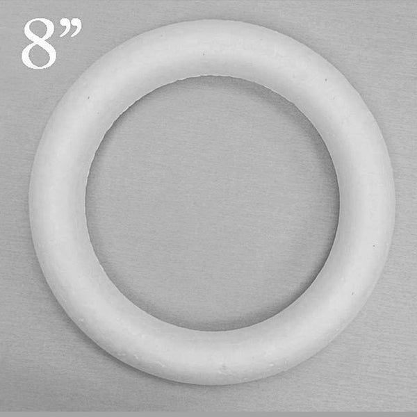 8" Wholesale White Styrofoam Foam Circle DIY Crafts Decoration - 12 pcs