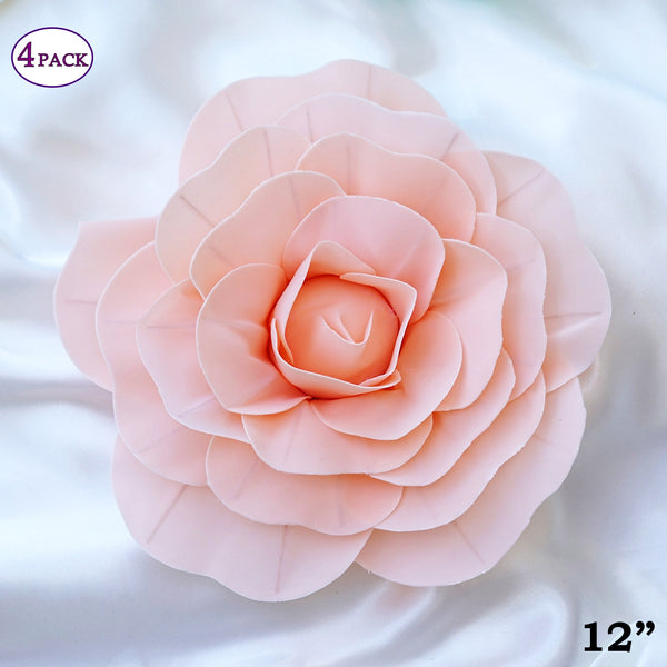 12" Large Foam Rose Backdrop Wall Decor - Blush - 4 pcs