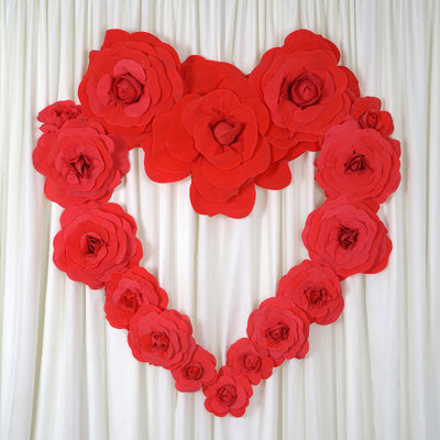 12" Large Foam Rose Backdrop Wall Decor - Red - 4 pcs