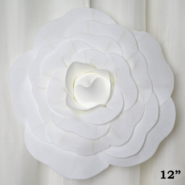 12" Large Foam Rose Backdrop Wall Decor - White - 4 pcs
