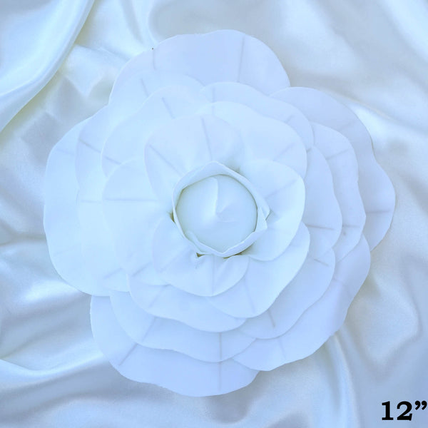 12" Large Foam Rose Backdrop Wall Decor - White - 4 pcs
