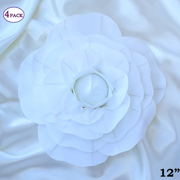 12" Large Foam Rose Backdrop Wall Decor - White - 4 pcs