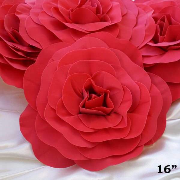 16" Large Foam Rose Backdrop Wall Decor - Red - 4 pcs