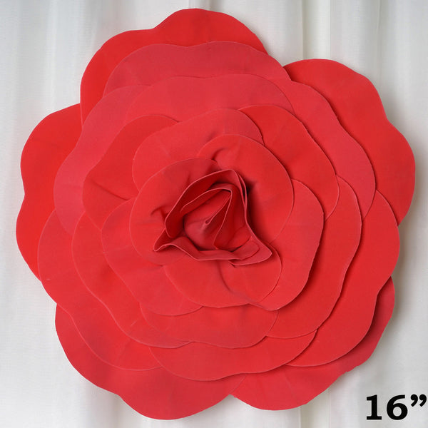 16" Large Foam Rose Backdrop Wall Decor - Red - 4 pcs