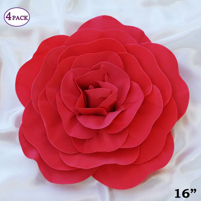 16" Large Foam Rose Backdrop Wall Decor - Red - 4 pcs 16" Large Foam Rose Backdrop Wall Decor - Red - 4 pcs