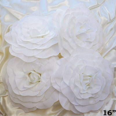 16" Large Foam Rose Backdrop Wall Decor - White - 4 pcs