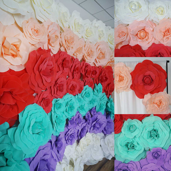 16" Large Foam Rose Backdrop Wall Decor - White - 4 pcs