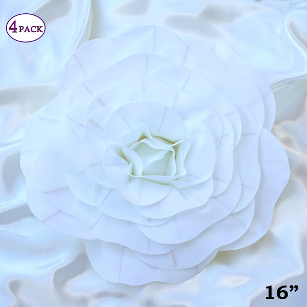 16" Large Foam Rose Backdrop Wall Decor - White - 4 pcs