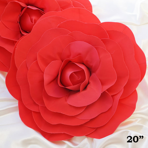 20" Large Foam Rose Backdrop Wall Decor - Red - 2 pcs