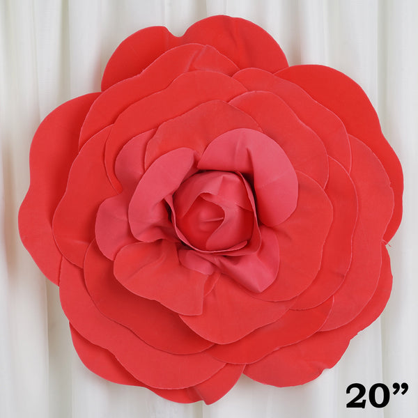 20" Large Foam Rose Backdrop Wall Decor - Red - 2 pcs