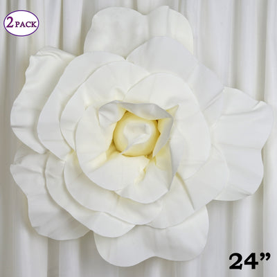 24" Large Foam Rose Backdrop Wall Decor - Cream - 2 pcs