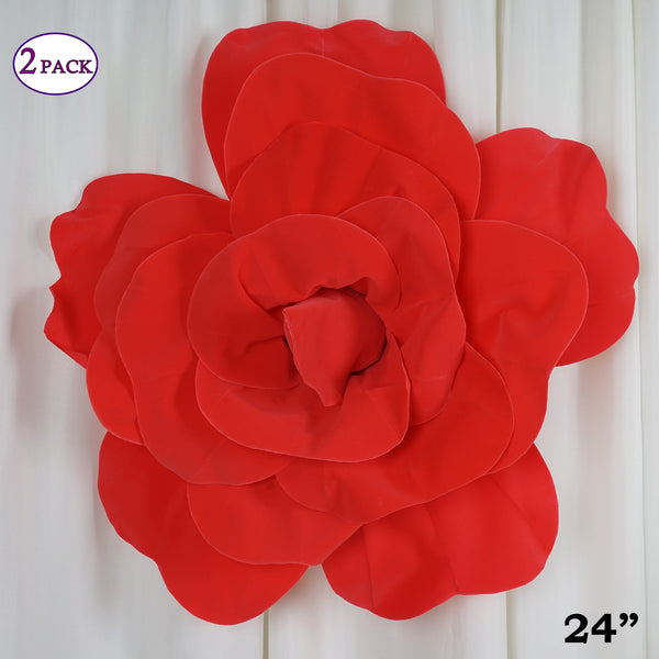 24" Large Foam Rose Backdrop Wall Decor - Red - 2 pcs