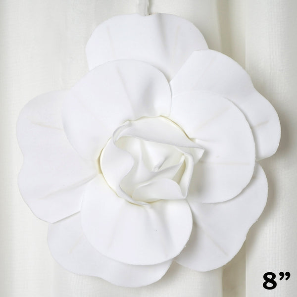 8" Large Foam Rose Backdrop Wall Decor - White - 6 pcs