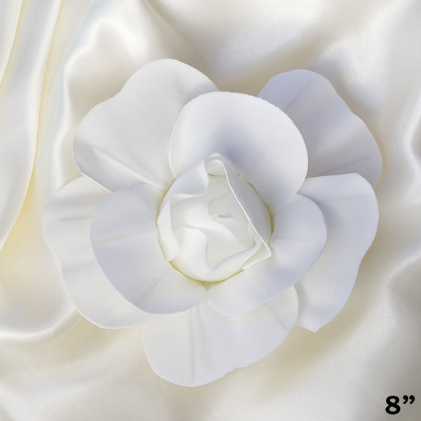 8" Large Foam Rose Backdrop Wall Decor - White - 6 pcs