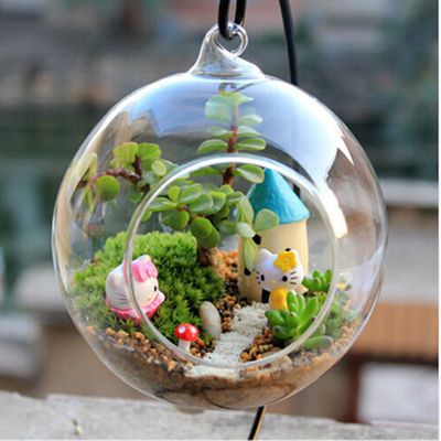 hanging terrarium with fake plants Set of 3