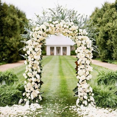 Decorative Metal Wedding Arch - White - 55"Wx90"H