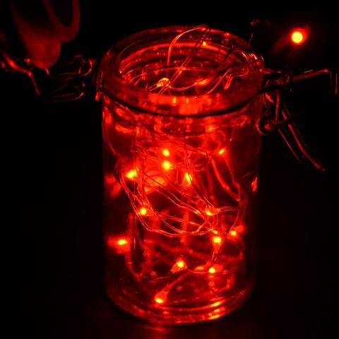 90" Red Starry String Lights Battery Operated with 20 Micro Bright LEDs