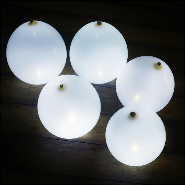 12" LED LIGHT UP THE NIGHT Latex Balloons 10/pk - White/White