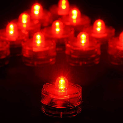 Submersible LED Waterproof Light RGB for Vase Wedding Party Fish Tank - Red-12pcs