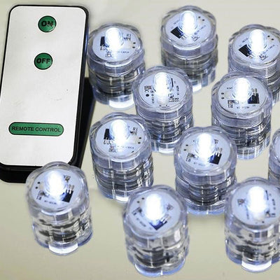 Submersible Waterproof Light Remote Controlled LED for Vase Wedding Party Fish Tank-White-12pcs