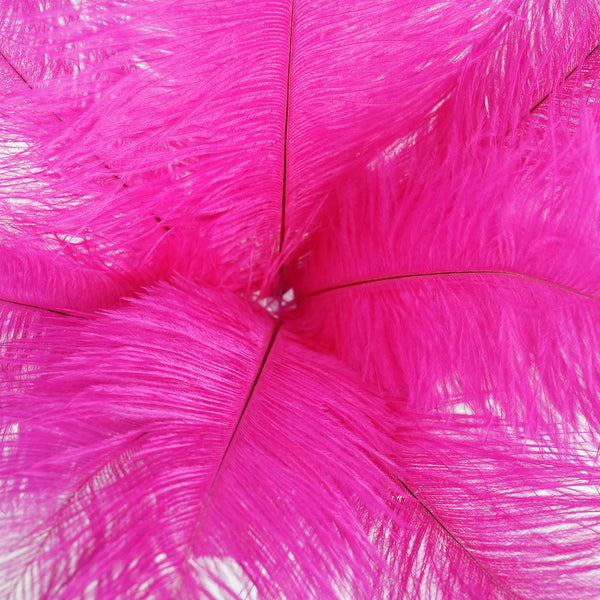 12 Pack | 13"-15" Natural Plume Real Ostrich Feathers Vase Centerpiece - Fushia