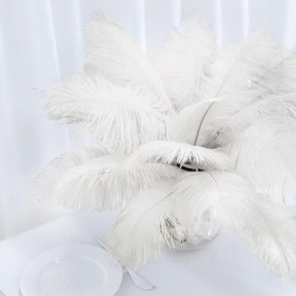 12 Pack | 13"-15" Natural Plume Real Ostrich Feathers Vase Centerpiece - Cream / Ivory