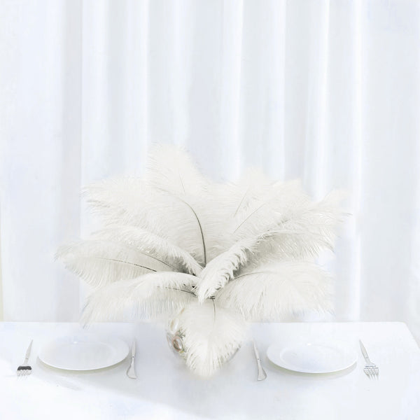 12 Pack | 13"-15" Natural Plume Real Ostrich Feathers Vase Centerpiece - Cream / Ivory