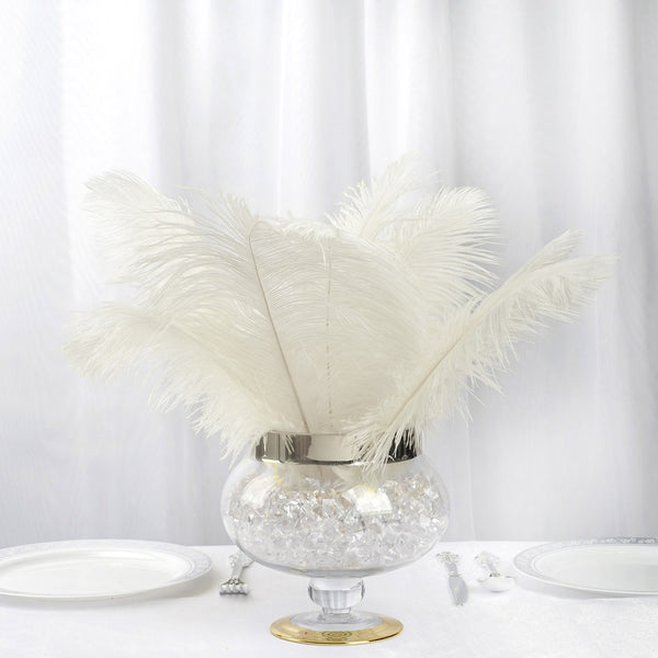 12 Pack | 13"-15" Natural Plume Real Ostrich Feathers Vase Centerpiece - Cream / Ivory