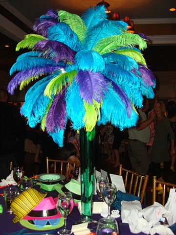 Feather Plume Palm Tree wholesale Mix/Sorted Color Ostrich Feather  Centerpieces 6 Sets with vases for wedding and events Madi Gras discount  cheap