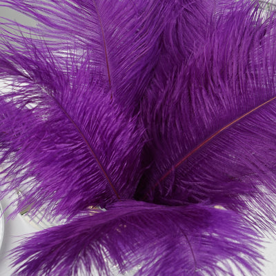 12 Pack | 13"-15" Natural Plume Real Ostrich Feathers Vase Centerpiece - Purple
