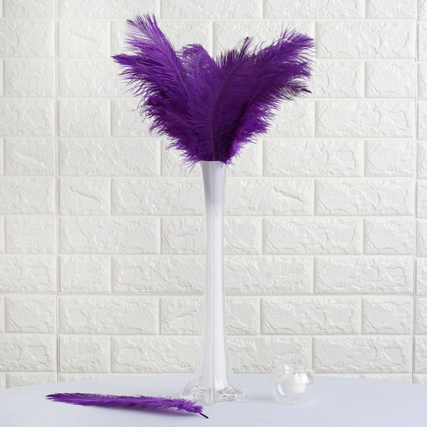 12 Pack | 13"-15" Natural Plume Real Ostrich Feathers Vase Centerpiece - Purple