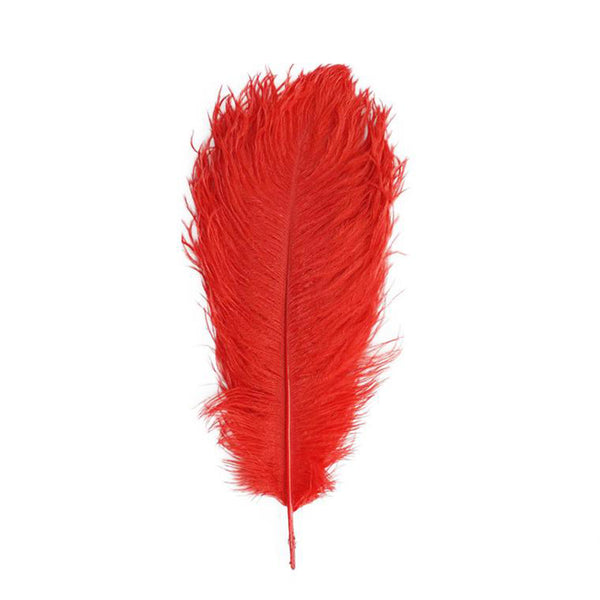 12 Pack | 13"-15" Natural Plume Real Ostrich Feathers Vase Centerpiece - Red