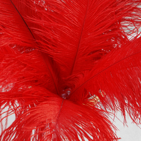 12 Pack | 13"-15" Natural Plume Real Ostrich Feathers Vase Centerpiece - Red